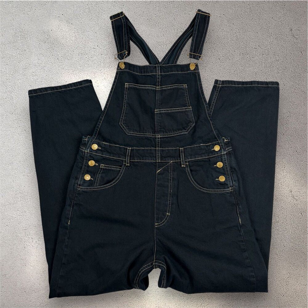 Free People We The Free Ziggy Denim Overalls Women's S Navy Straight Leg Relaxed